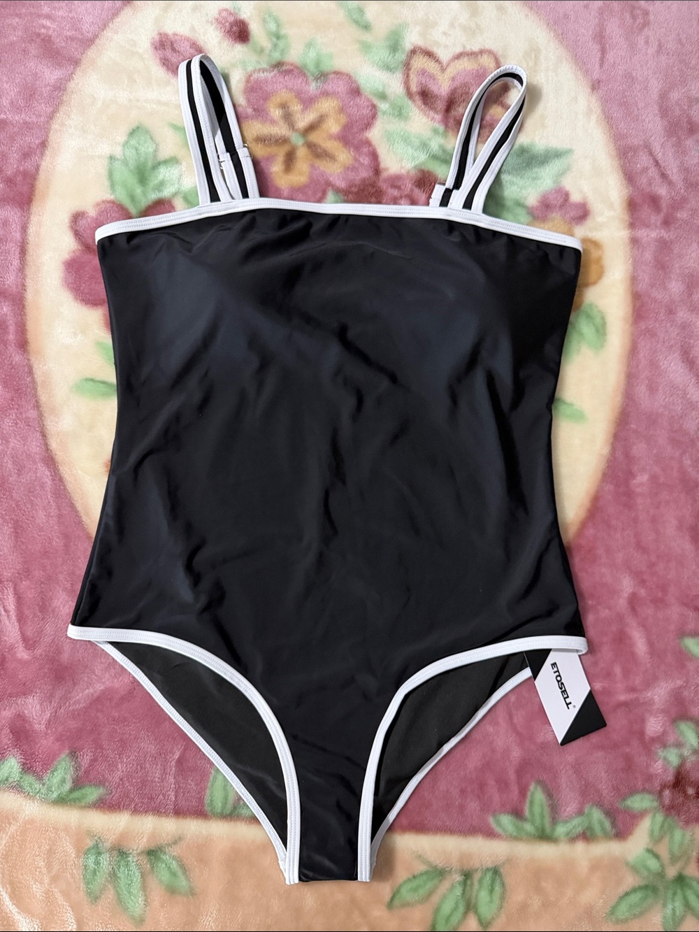 Black and White Trim Women’s One-Piece Swimsuit